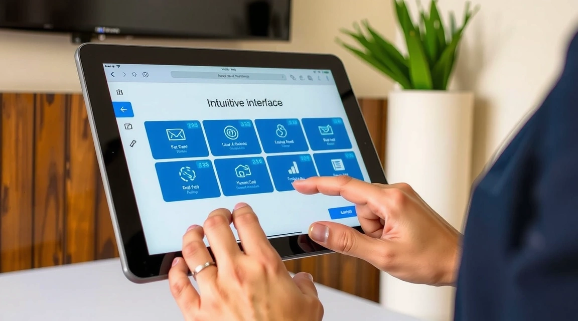 A tablet showing the ibelsa interface, used by a hotel manager for daily operations.