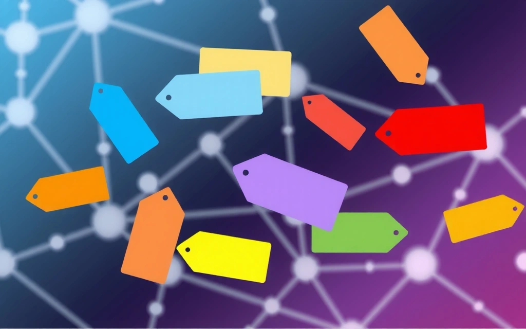 A diverse set of colorful tags floating in a digital space, representing blog categories.