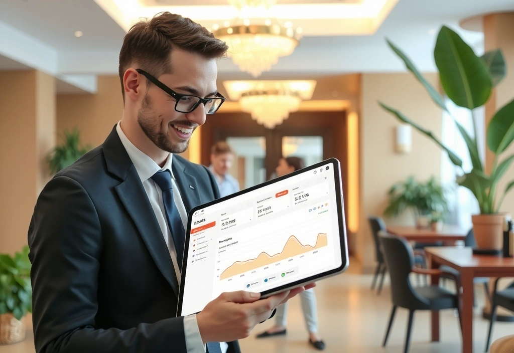 Hotel Manager looking at a dashboard