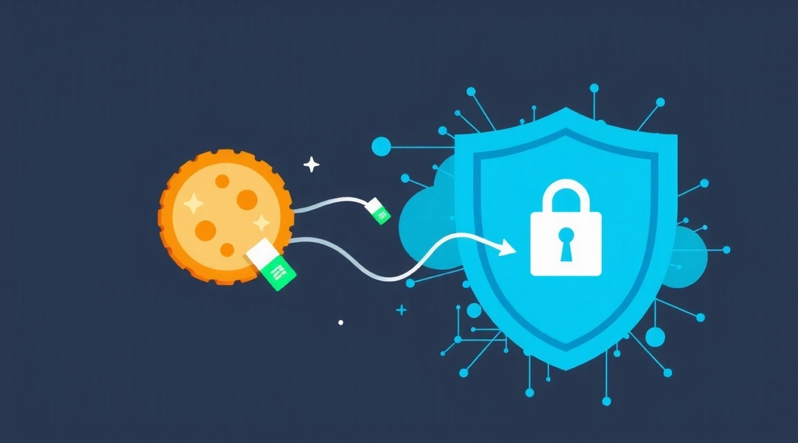 Digital cookies and privacy shield icon