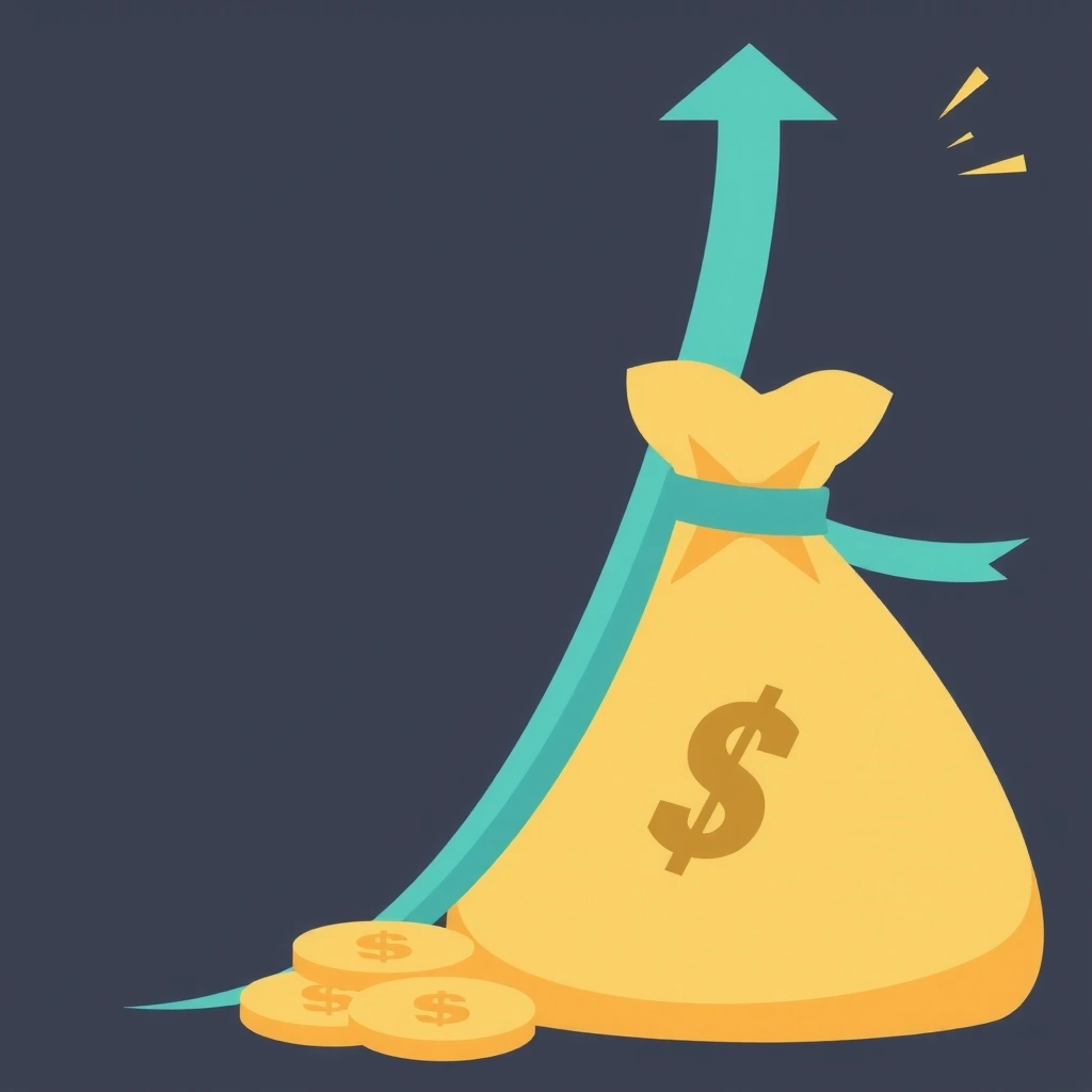 Money bag with upward arrow icon representing cost-effectiveness