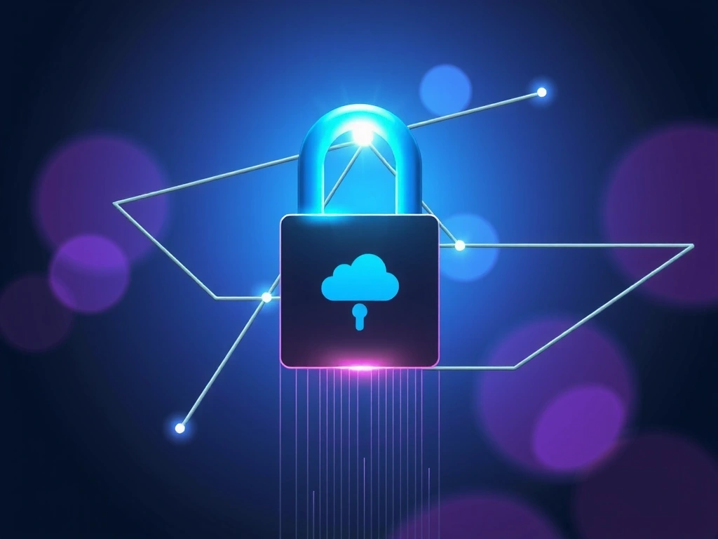 Digital privacy concept with padlock and cloud icons